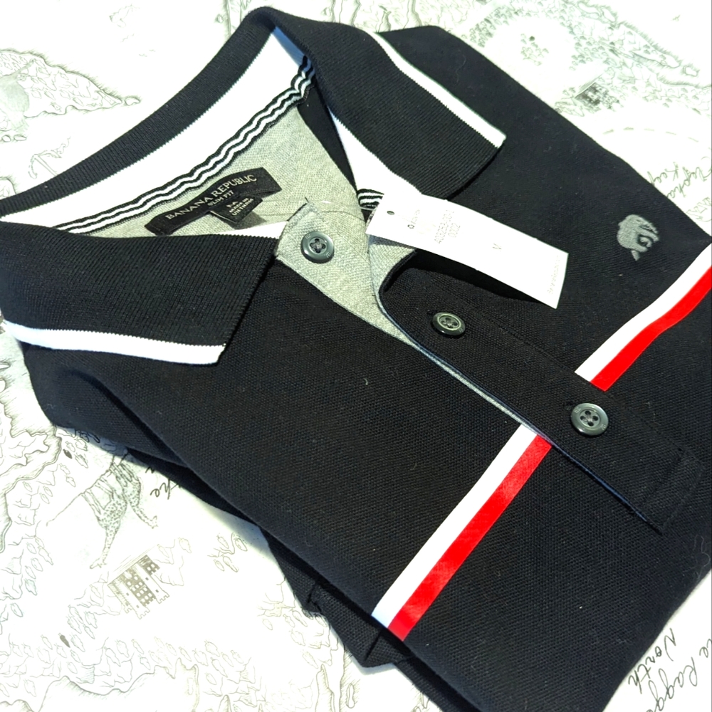 Banana Republic Slim Fit Polo Shirt. Size M. Black. NWT
